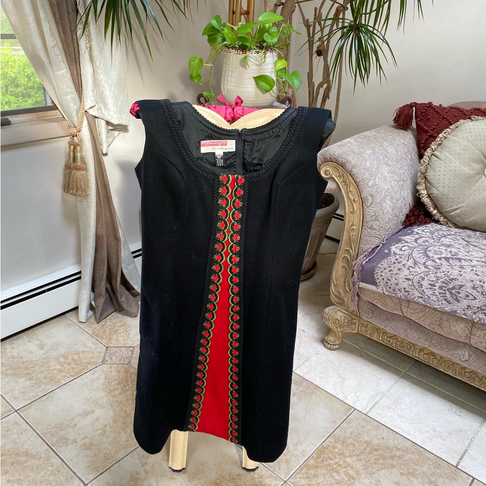 Vintage Boho Ethnic Country Wool dress wearable art sz40